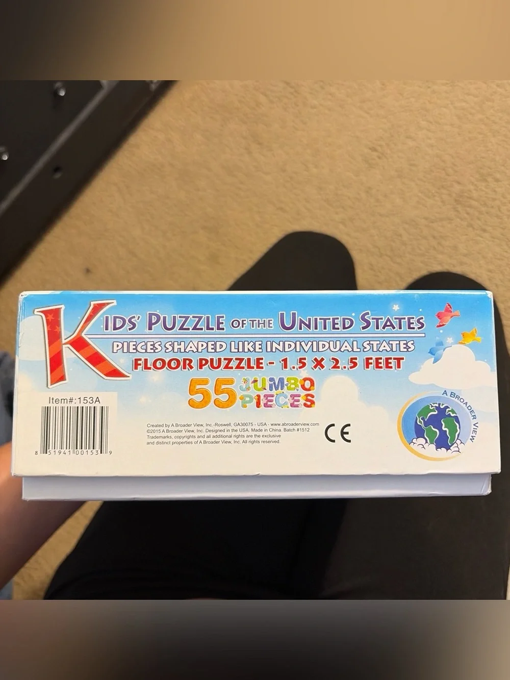 Source Unknown Kids Puzzle - Multicolor US States Floor Puzzle